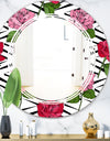 Retro Pink and Red Roses - Cottage Round or Oval Wall Mirror - Triple C