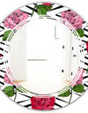 Retro Pink and Red Roses - Cottage Round or Oval Wall Mirror - Triple C