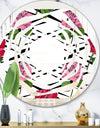 Retro Pink and Red Roses - Cottage Round or Oval Wall Mirror - Whirl