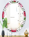 Retro Pink and Red Roses - Cottage Round or Oval Wall Mirror - Triple C