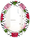 Retro Pink and Red Roses - Cottage Round or Oval Wall Mirror - Triple C