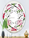 Retro Pink and Red Roses - Cottage Round or Oval Wall Mirror - Whirl