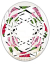 Retro Pink and Red Roses - Cottage Round or Oval Wall Mirror - Whirl