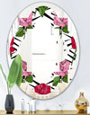 Retro Pink and Red Roses - Cottage Round or Oval Wall Mirror - Quatrefoil