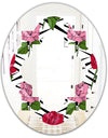 Retro Pink and Red Roses - Cottage Round or Oval Wall Mirror - Quatrefoil