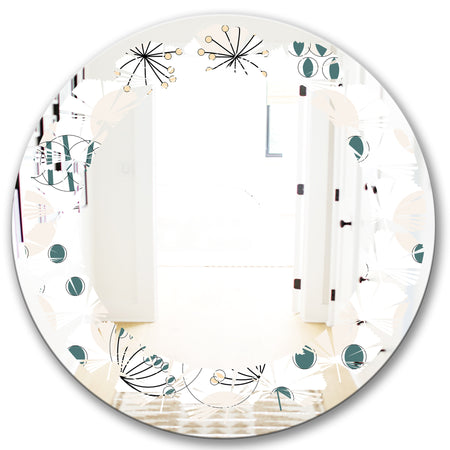 Modern abstract geometric pattern - Modern Round or Oval Wall Mirror - Leaves