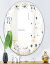 Modern abstract geometric pattern - Modern Round or Oval Wall Mirror - Leaves