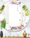 Green Cactus Pattern - Cottage Round or Oval Wall Mirror - Leaves