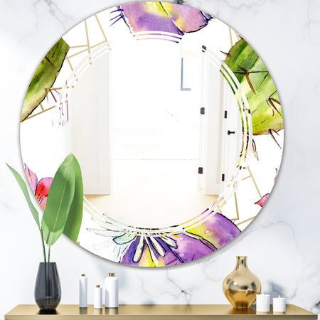 Green Cactus Pattern - Cottage Round or Oval Wall Mirror - Triple C