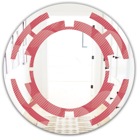 Coral Round Geometrical - Modern Round or Oval Wall Mirror - Space