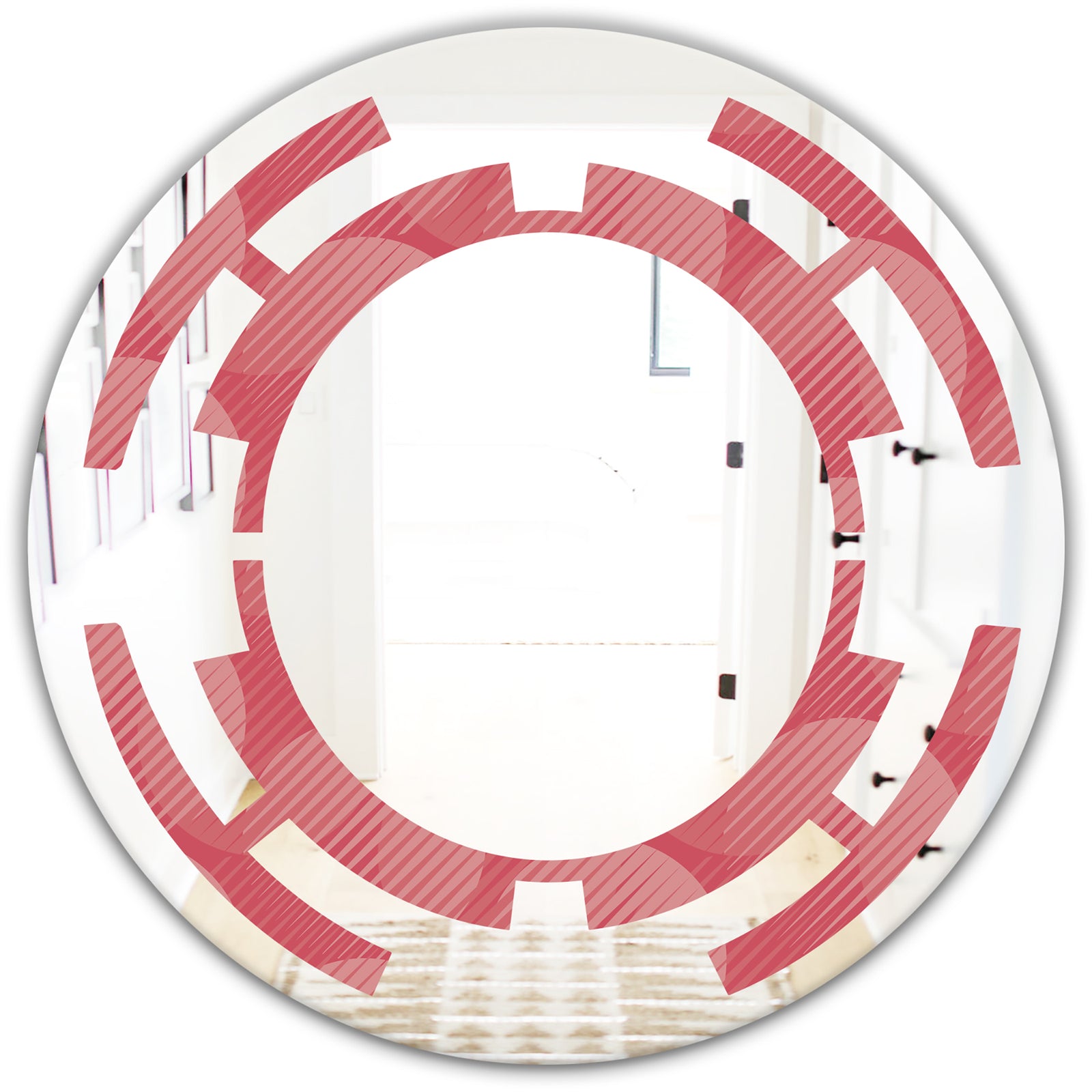 Coral Round Geometrical - Modern Round or Oval Wall Mirror - Space