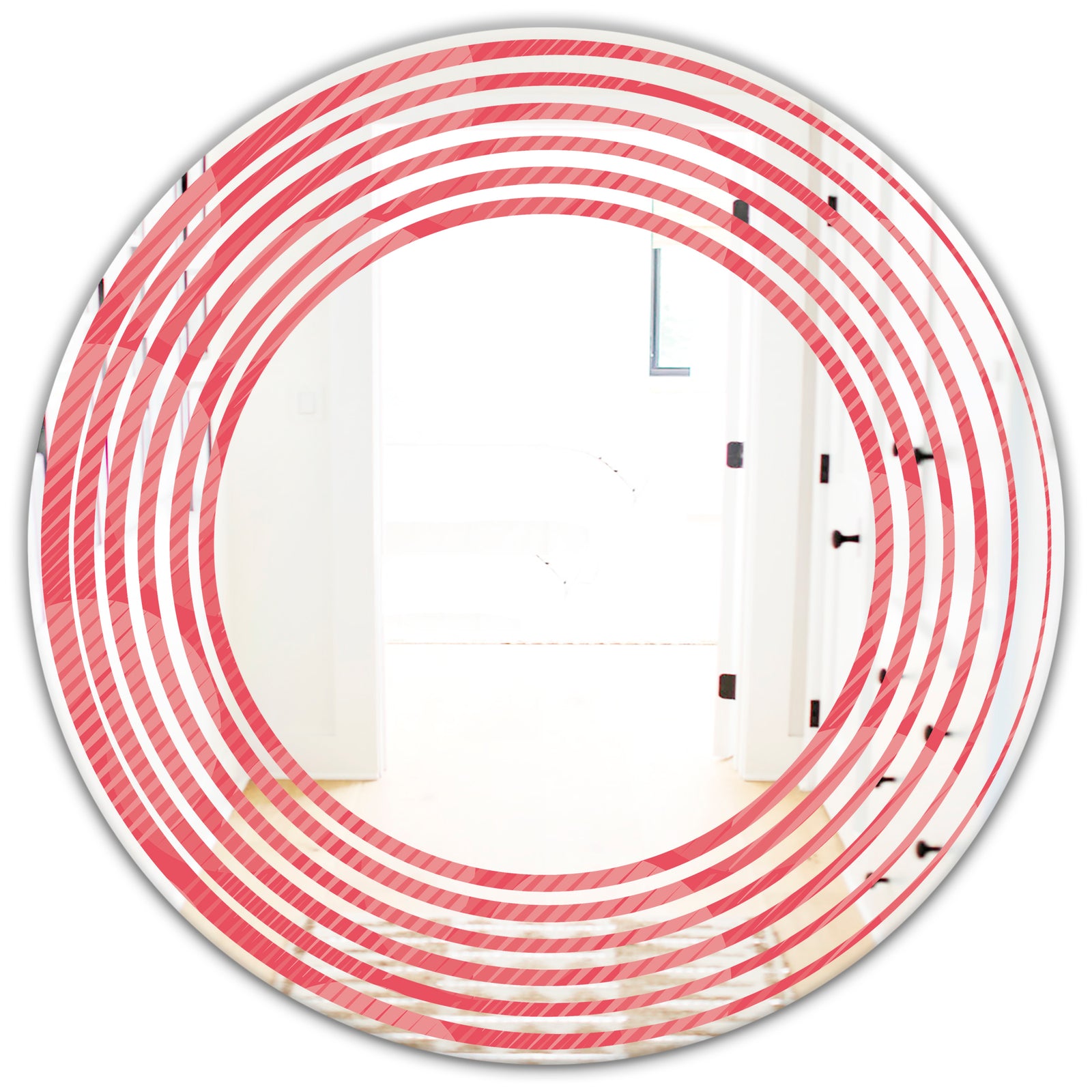 Coral Round Geometrical - Modern Round or Oval Wall Mirror - Wave