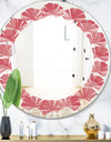 Coral Round Geometrical - Modern Round or Oval Wall Mirror - Leaves
