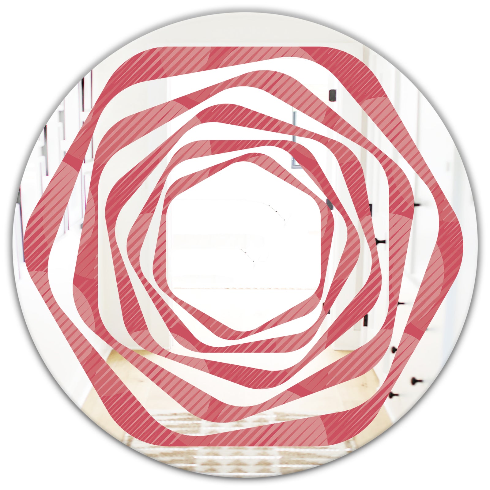 Coral Round Geometrical - Modern Round or Oval Wall Mirror - Whirl
