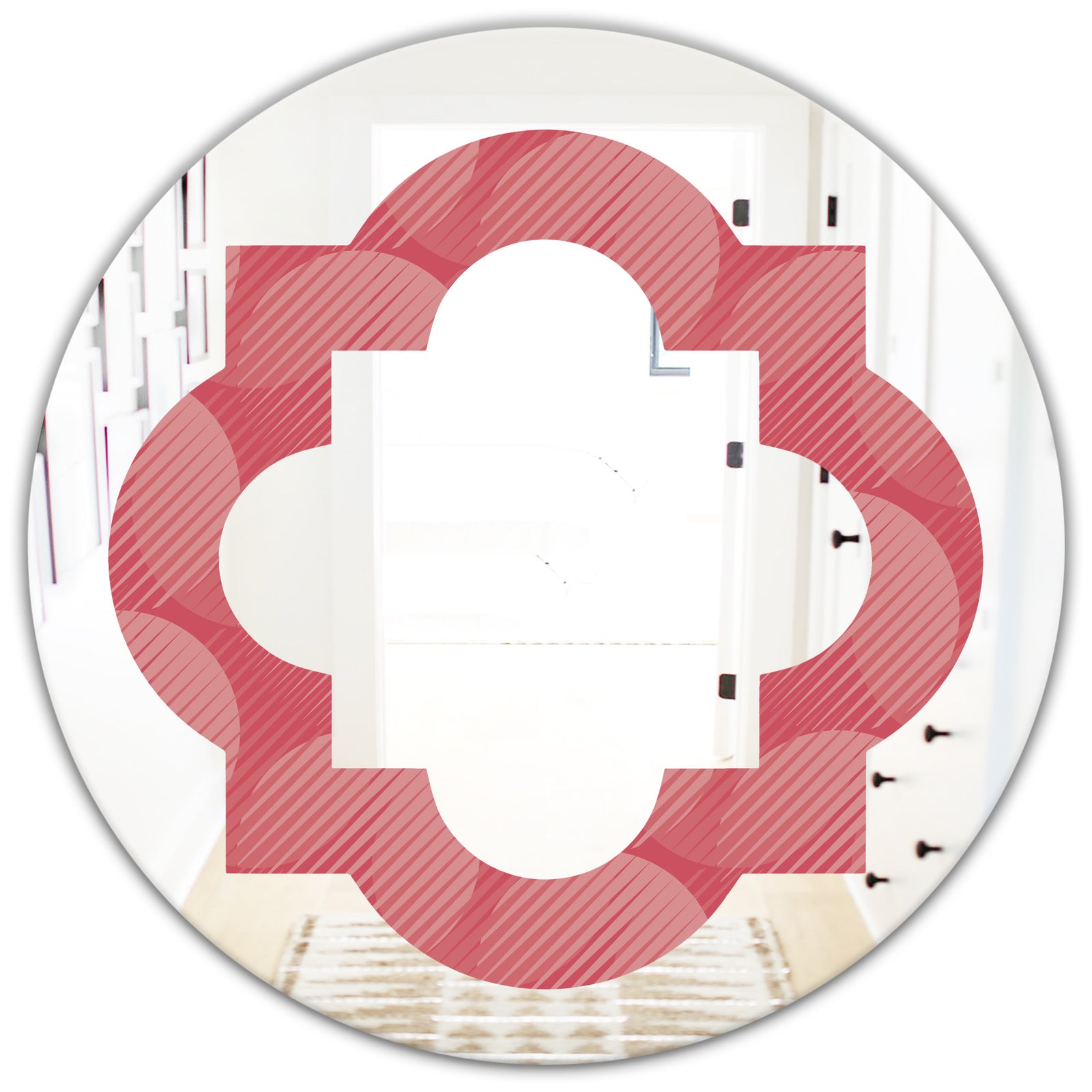 Coral Round Geometrical - Modern Round or Oval Wall Mirror - Quatrefoil
