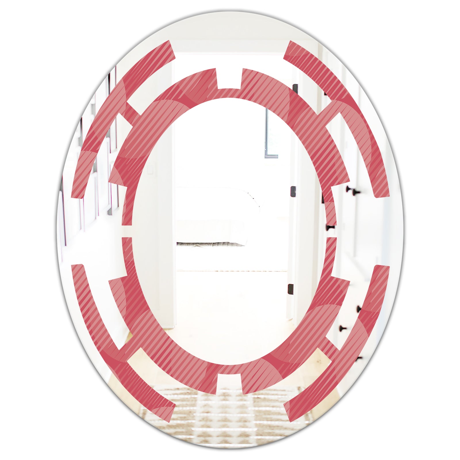 Coral Round Geometrical - Modern Round or Oval Wall Mirror - Space