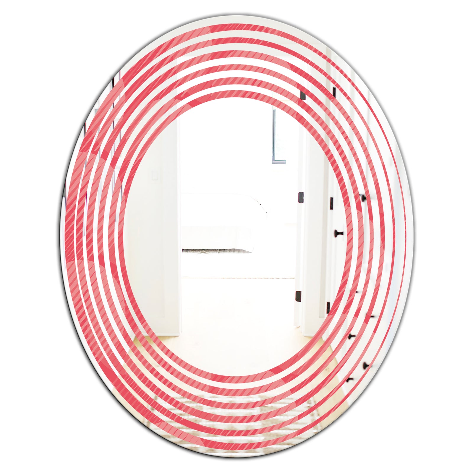 Coral Round Geometrical - Modern Round or Oval Wall Mirror - Wave