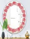 Coral Round Geometrical - Modern Round or Oval Wall Mirror - Leaves