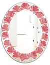 Coral Round Geometrical - Modern Round or Oval Wall Mirror - Leaves