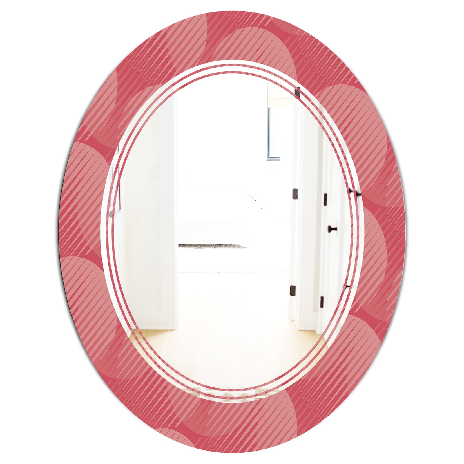 Coral Round Geometrical - Modern Round or Oval Wall Mirror - Triple C