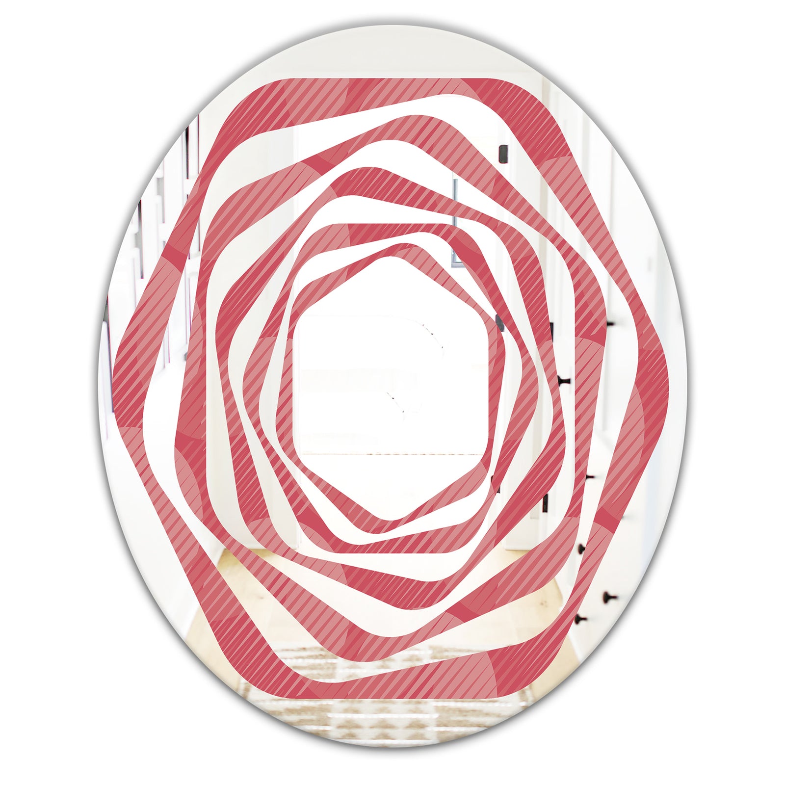 Coral Round Geometrical - Modern Round or Oval Wall Mirror - Whirl