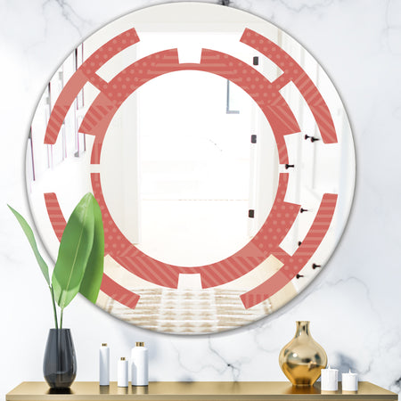 Triangual Retro Coral Pattern - Modern Round or Oval Wall Mirror - Space