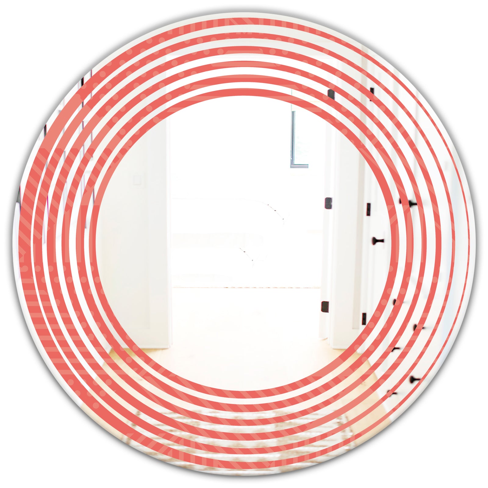 Triangual Retro Coral Pattern - Modern Round or Oval Wall Mirror - Wave