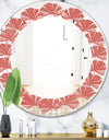 Triangual Retro Coral Pattern - Modern Round or Oval Wall Mirror - Leaves