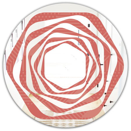 Triangual Retro Coral Pattern - Modern Round or Oval Wall Mirror - Whirl