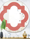Triangual Retro Coral Pattern - Modern Round or Oval Wall Mirror - Quatrefoil
