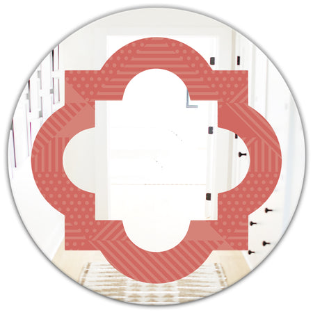 Triangual Retro Coral Pattern - Modern Round or Oval Wall Mirror - Quatrefoil