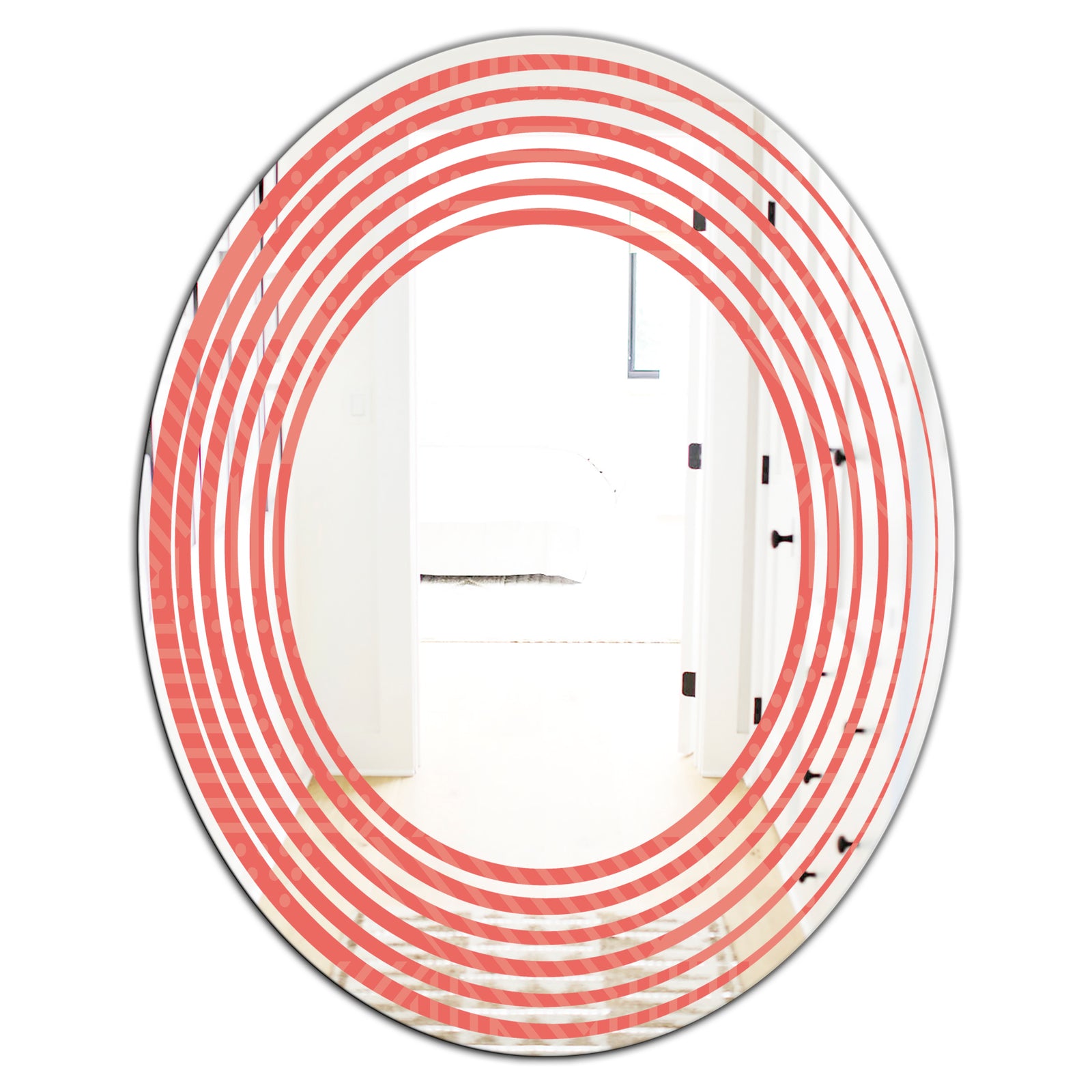 Triangual Retro Coral Pattern - Modern Round or Oval Wall Mirror - Wave