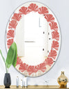 Triangual Retro Coral Pattern - Modern Round or Oval Wall Mirror - Leaves