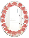 Triangual Retro Coral Pattern - Modern Round or Oval Wall Mirror - Leaves