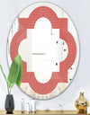 Triangual Retro Coral Pattern - Modern Round or Oval Wall Mirror - Quatrefoil