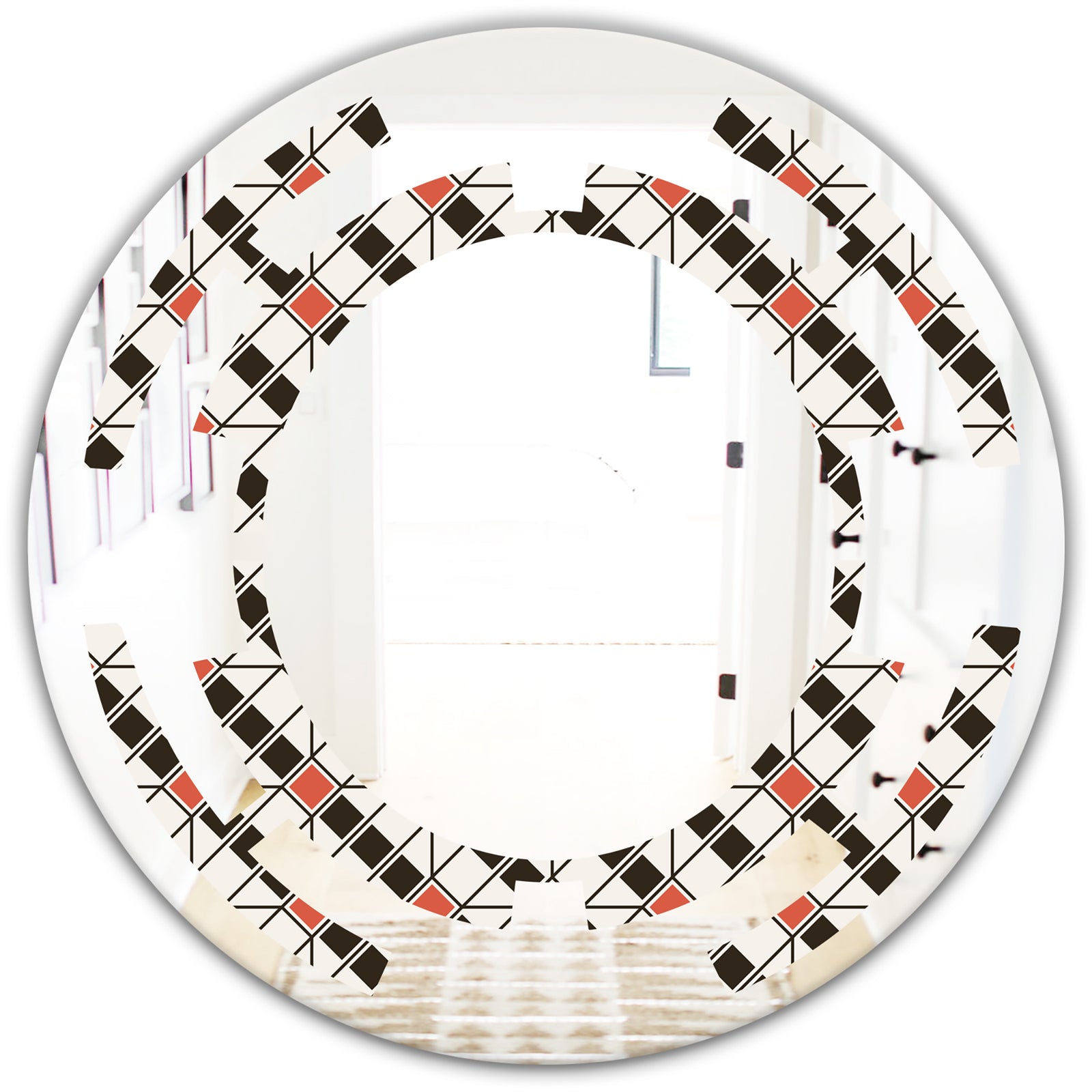 Abstract Design Retro Pattern IV - Modern Round or Oval Wall Mirror - Space