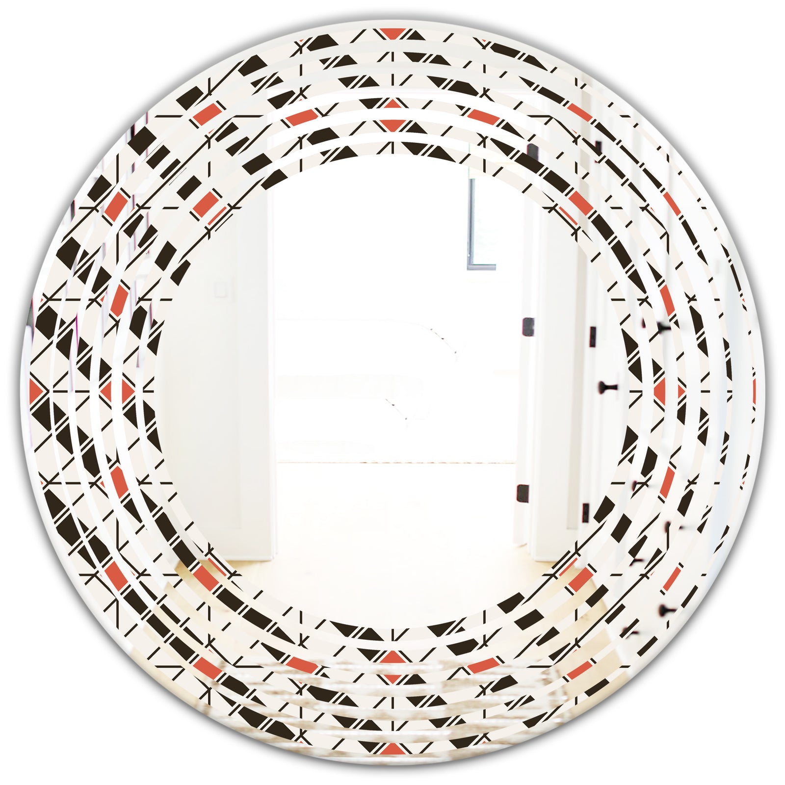 Abstract Design Retro Pattern IV - Modern Round or Oval Wall Mirror - Wave