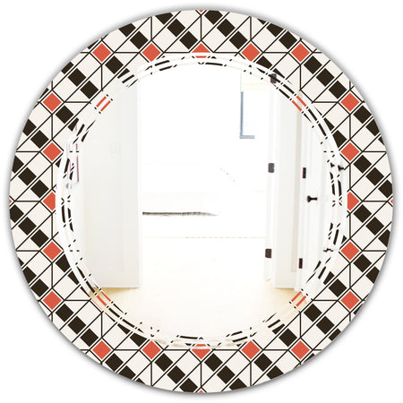 Abstract Design Retro Pattern IV - Modern Round or Oval Wall Mirror - Triple C