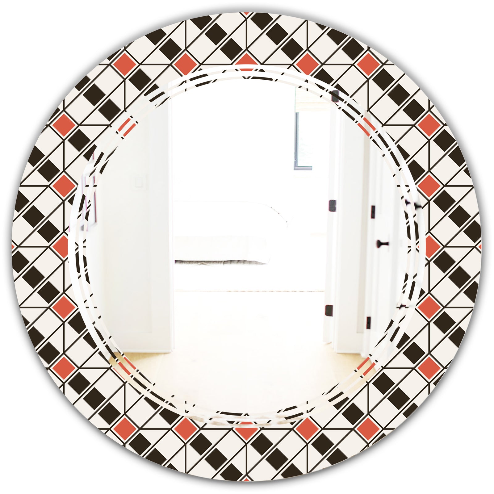 Abstract Design Retro Pattern IV - Modern Round or Oval Wall Mirror - Triple C