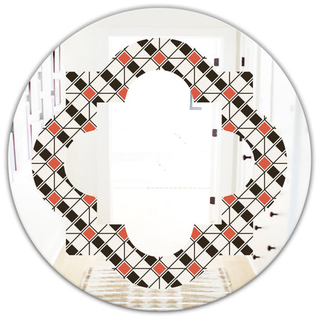 Abstract Design Retro Pattern IV - Modern Round or Oval Wall Mirror - Quatrefoil