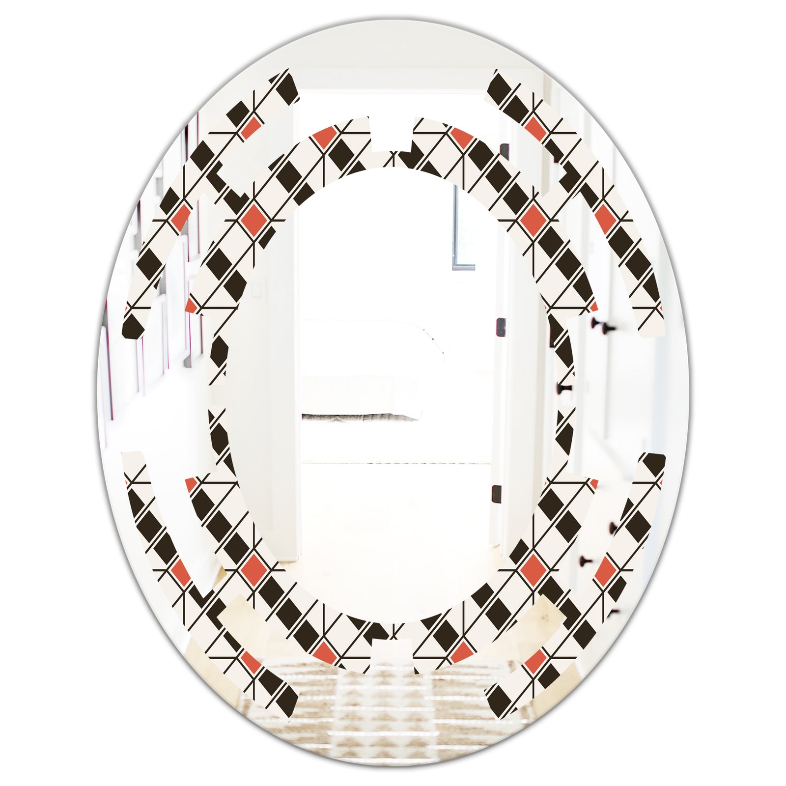 Abstract Design Retro Pattern IV - Modern Round or Oval Wall Mirror - Space