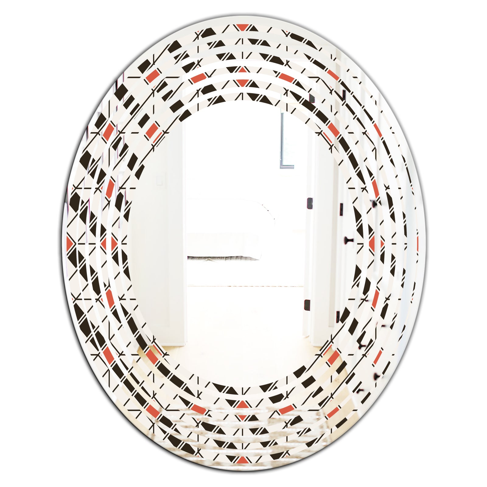 Abstract Design Retro Pattern IV - Modern Round or Oval Wall Mirror - Wave