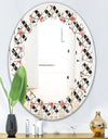 Abstract Design Retro Pattern IV - Modern Round or Oval Wall Mirror - Leaves