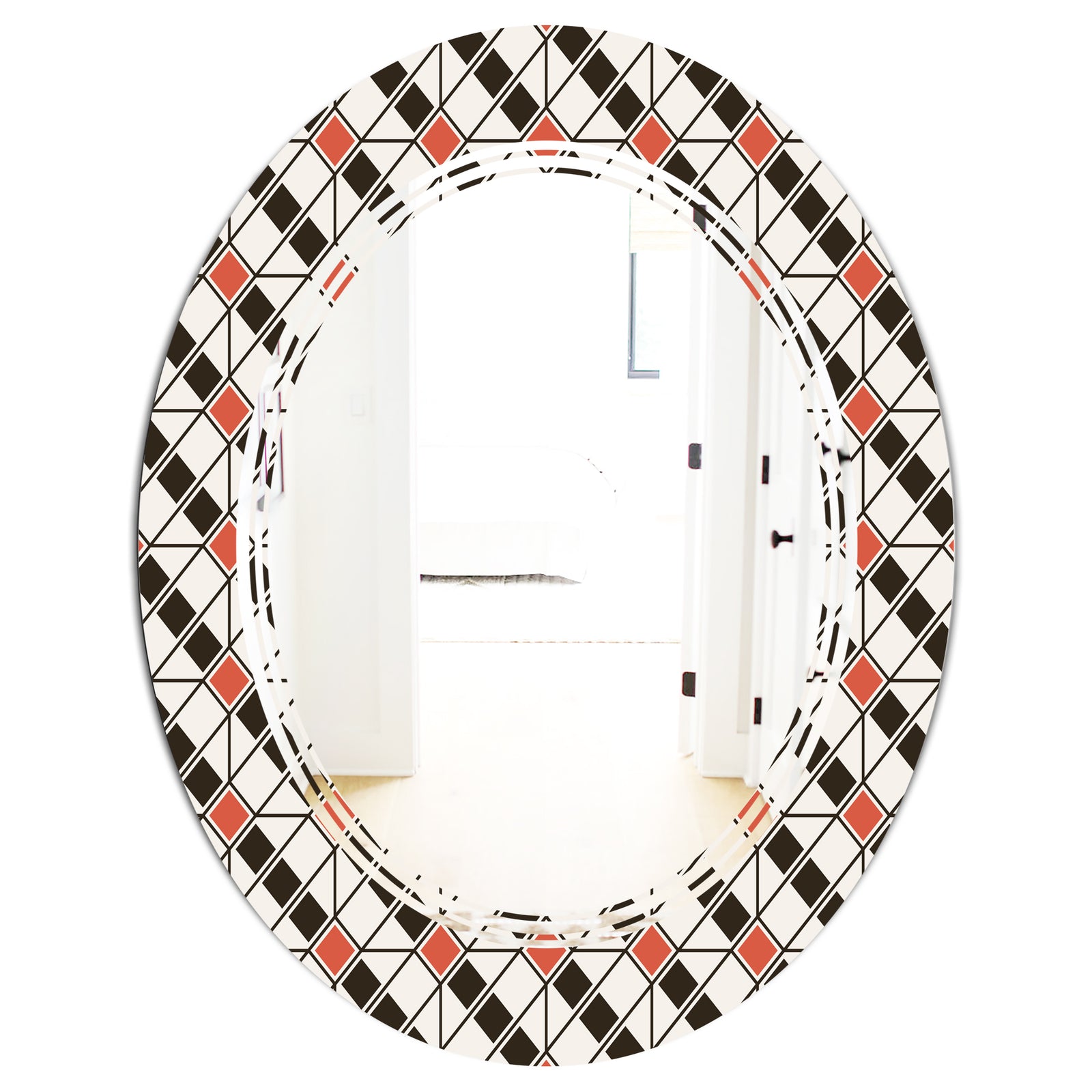 Abstract Design Retro Pattern IV - Modern Round or Oval Wall Mirror - Triple C