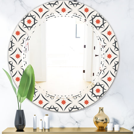 Abstract Retro Design V - Modern Round or Oval Wall Mirror - Triple C