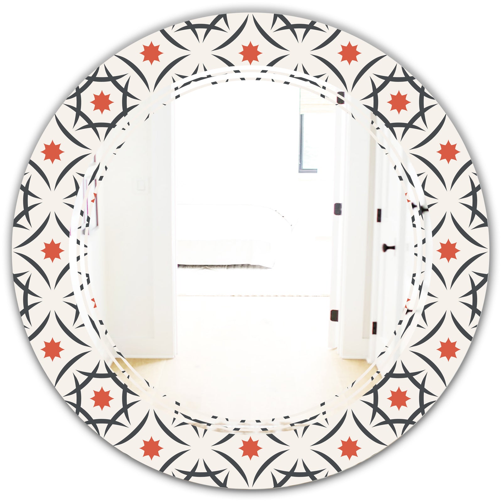 Abstract Retro Design V - Modern Round or Oval Wall Mirror - Triple C