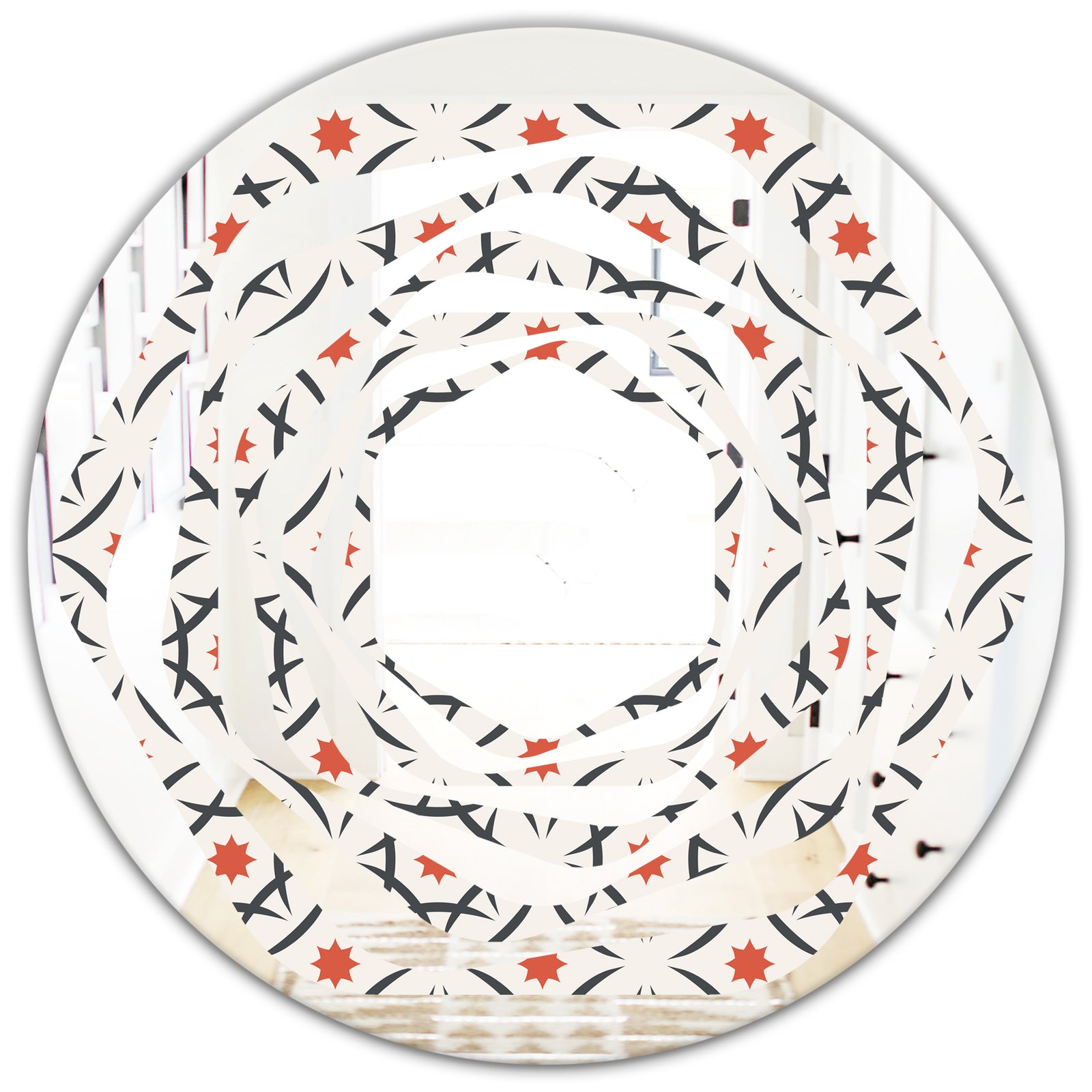 Abstract Retro Design V - Modern Round or Oval Wall Mirror - Whirl