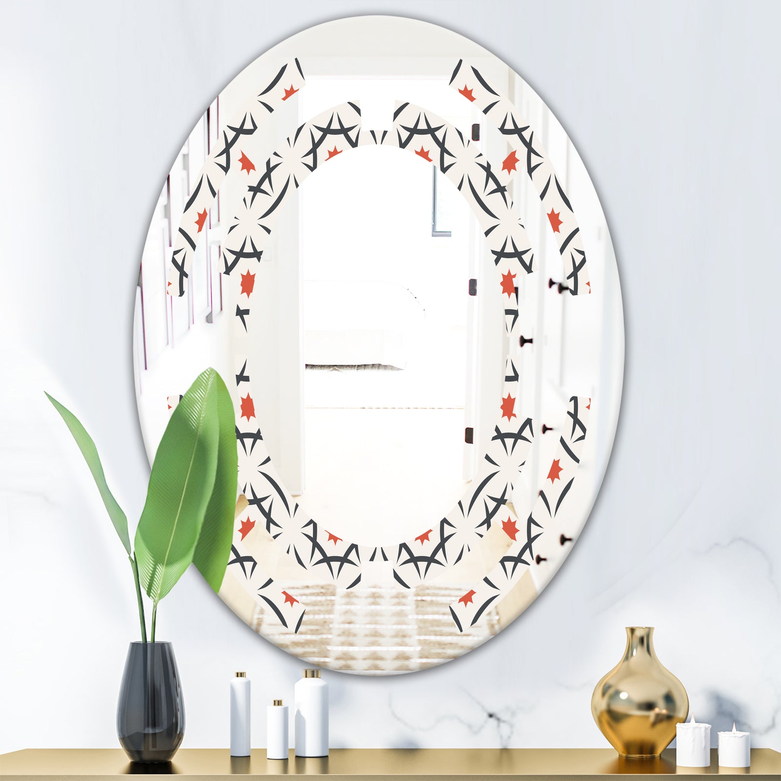 Abstract Retro Design V - Modern Round or Oval Wall Mirror - Space