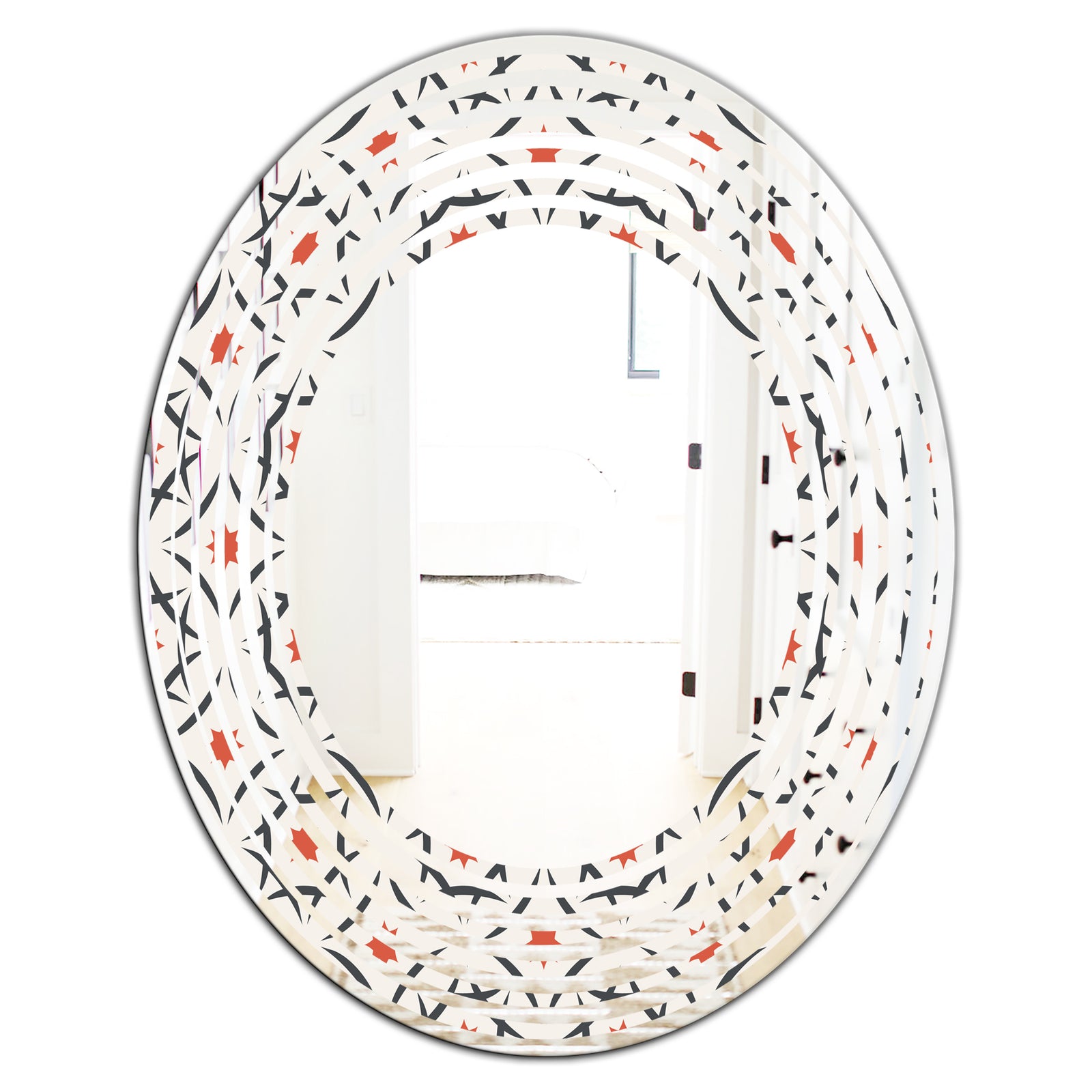 Abstract Retro Design V - Modern Round or Oval Wall Mirror - Wave