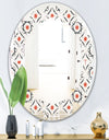 Abstract Retro Design V - Modern Round or Oval Wall Mirror - Leaves